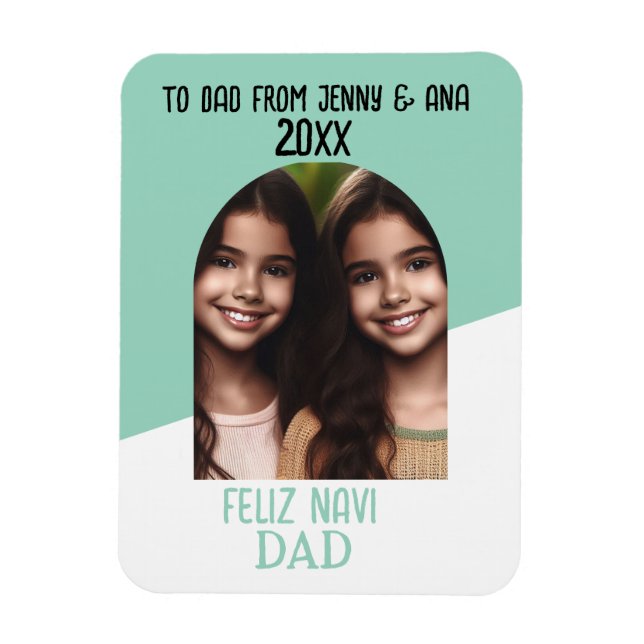 Custom Photo Magnet Feliz Navidad Keepsake for Dad (Vertical)