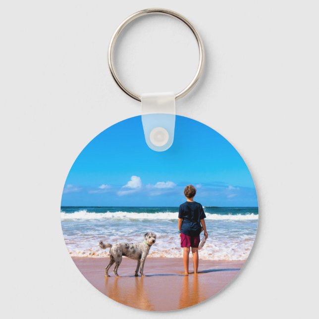 Custom Photo Make Your Own Design - I Love My Pet  Key Ring (Front)