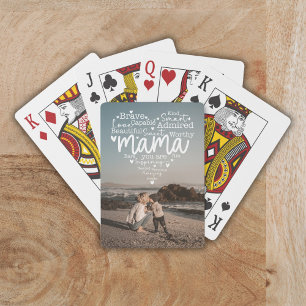 Custom Photo Mama You Are Script Heart Overlay Playing Cards