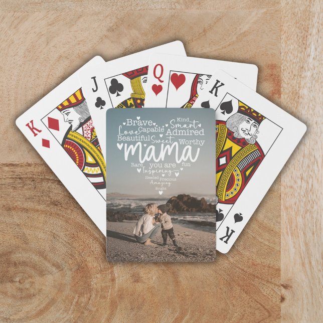 Custom Photo Mama You Are Script Heart Overlay Playing Cards (Creator Uploaded)