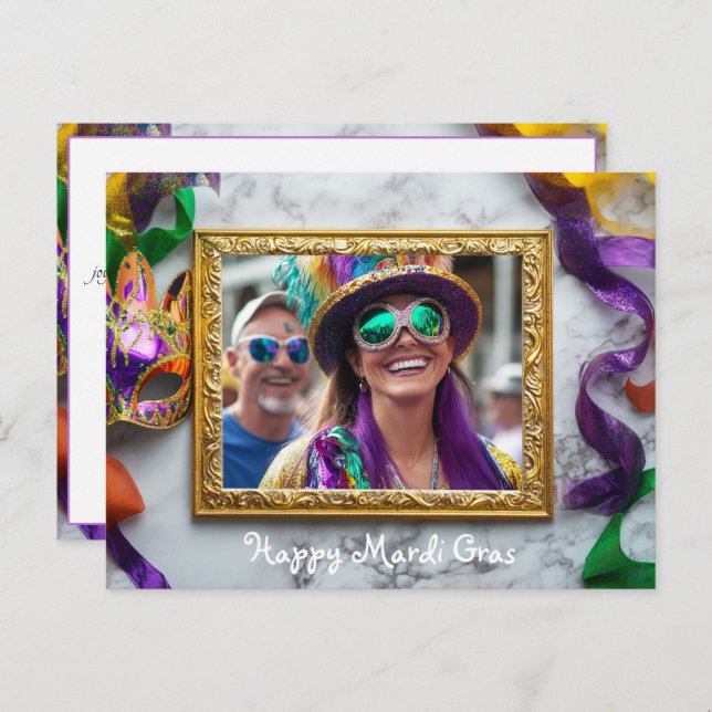 Custom photo Mardi Gras Bourbon Street Bonanza Postcard (Front/Back)