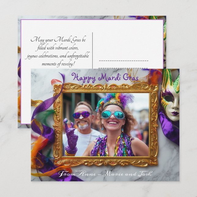 Custom photo Mardi Gras Chaos Frame Postcard (Front/Back)