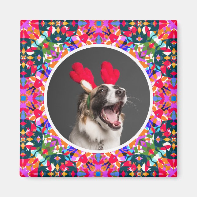 Custom Photo Maximalist Christmas Modern Colourful Magnet (Front)