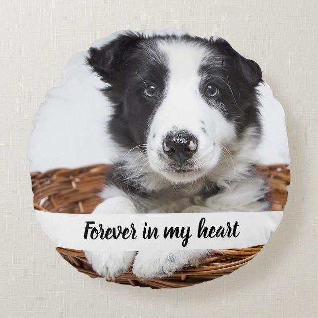 Custom photo memorial dog pet round cushion (Front)