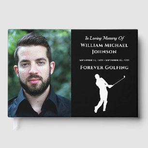 Custom Photo Memorial Funeral Forever Golfing Guest Book