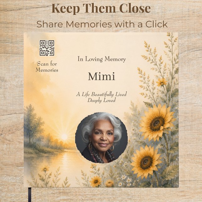 Custom Photo Memorial Guest Book with QR Code (Custom photo memorial guest book with a personalized QR code for sharing treasured memories online.)