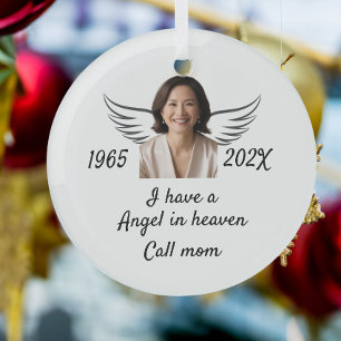 Custom Photo Memorial In Loving Christmas Keepsake Glass Tree Decoration