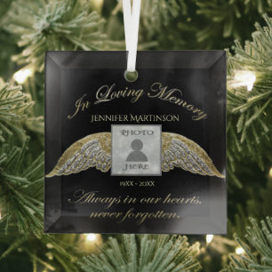 Custom Photo Memorial In Loving Memory Glass Tree Decoration