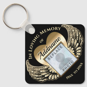 Custom Photo Memorial in Loving Memory Heart Key Ring