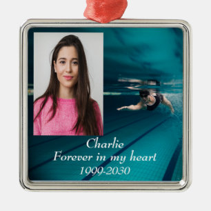 Custom Photo Memorial Keepsake Forever in my Heart Metal Tree Decoration