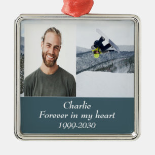 Custom Photo Memorial Keepsake Forever in my Heart Metal Tree Decoration