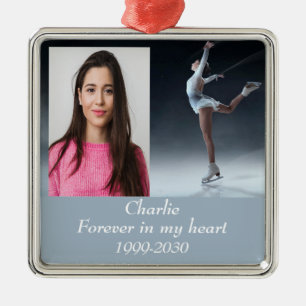 Custom Photo Memorial Keepsake Forever in my Heart Metal Tree Decoration