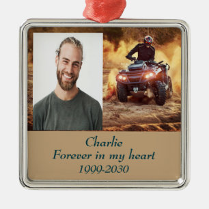 Custom Photo Memorial Keepsake Forever in my Heart Metal Tree Decoration