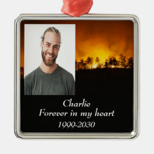 Custom Photo Memorial Keepsake Forever in my Heart Metal Tree Decoration