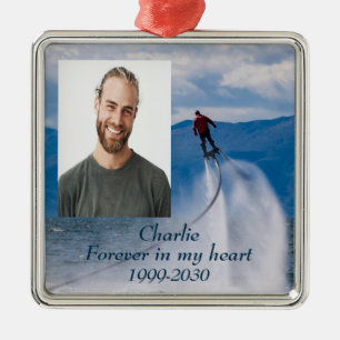 Custom Photo Memorial Keepsake Forever in my Heart Metal Tree Decoration