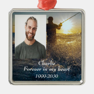 Custom Photo Memorial Keepsake Forever in my Heart Metal Tree Decoration