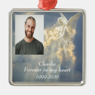 Custom Photo Memorial Keepsake Forever in my Heart Metal Tree Decoration