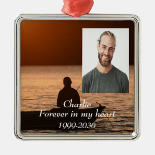 Custom Photo Memorial Keepsake Forever in my Heart Metal Tree Decoration