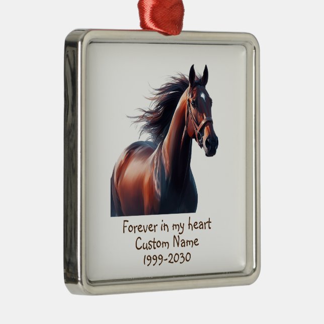 Custom Photo Memorial Keepsake Horse Metal Tree Decoration (Right)