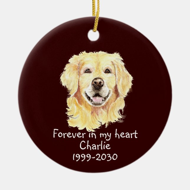 Custom Photo Memorial Keepsake Pet Dog Ceramic Tree Decoration (Front)