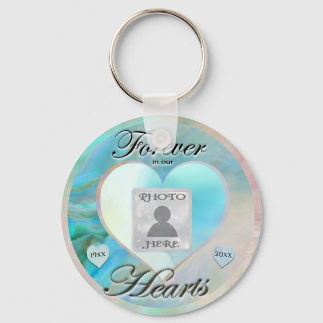 Custom Photo Memorial Oyster Pearl Colours Key Ring (Front)