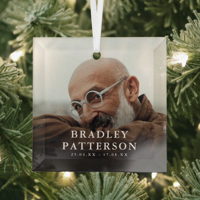 Custom Photo Memorial Tribute Christmas  Glass Tree Decoration (Insitu)