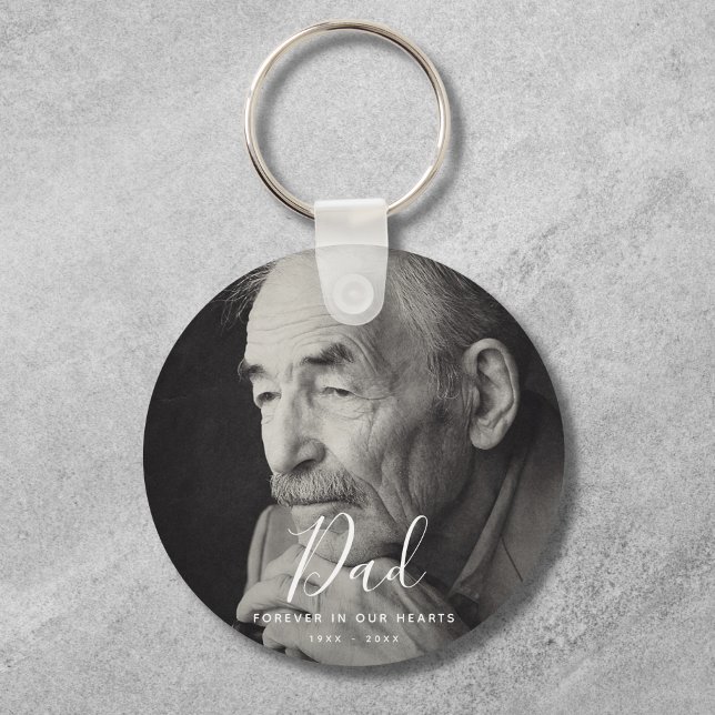 Custom Photo Memorial Tribute Keepsake  Key Ring (Dad Photo Memorial Keychain)