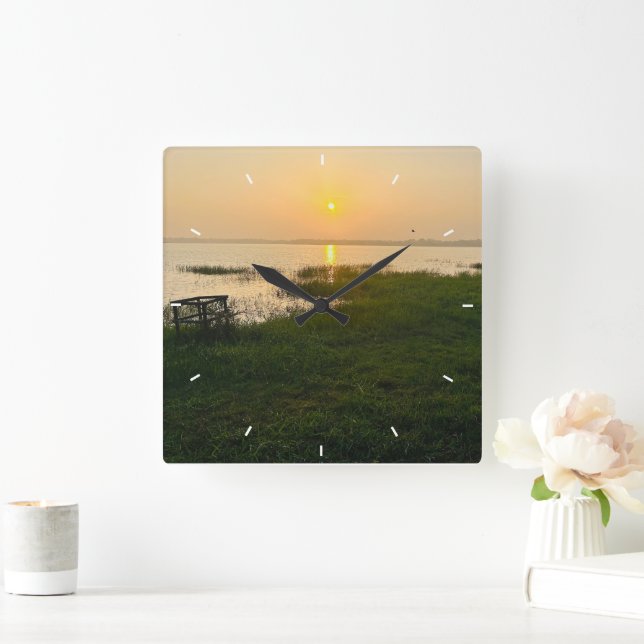 Custom Photo Memories Simple Modern Square Square Wall Clock (Home)