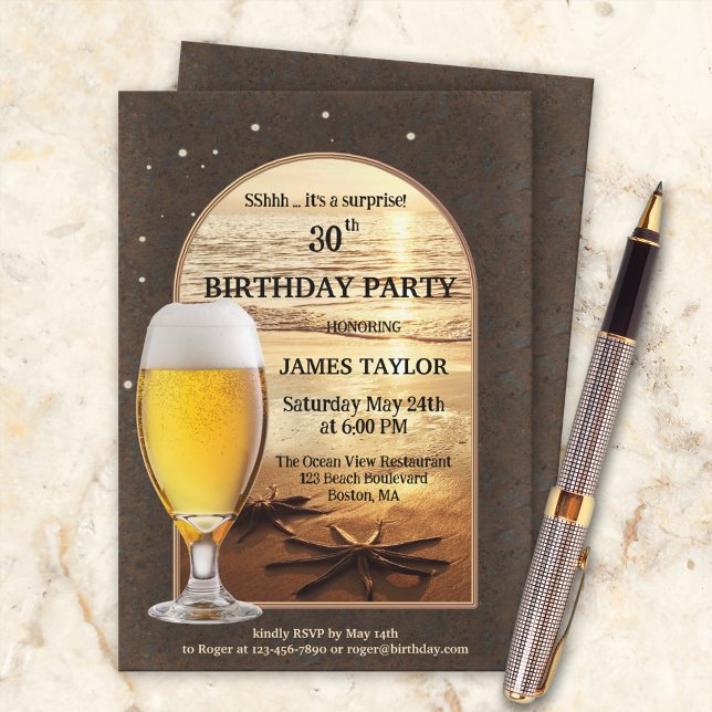 Custom Photo Men's Beer Birthday Party Invitation (Creator Uploaded)