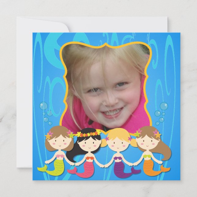 Custom Photo Mermaid Birthday Invitation (Front)