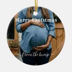 custom photo merry Christmas from the bump Ceramic Tree Decoration