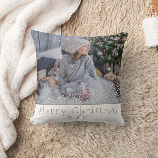 Custom Photo Merry Christmas Holiday Keepsake Cushion (Blanket)