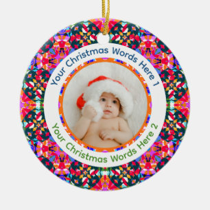 Custom Photo Merry Christmas Modern Colorful Ceramic Tree Decoration