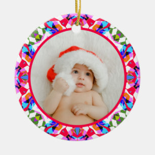 Custom Photo Merry Christmas Modern Colorful Ceramic Tree Decoration