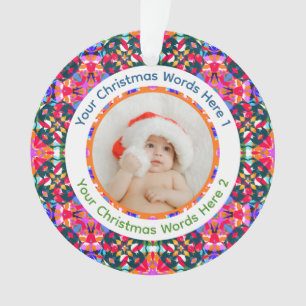 Custom Photo Merry Christmas Modern Colorful Ornament