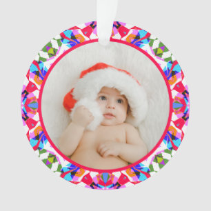 Custom Photo Merry Christmas Modern Colorful Ornament