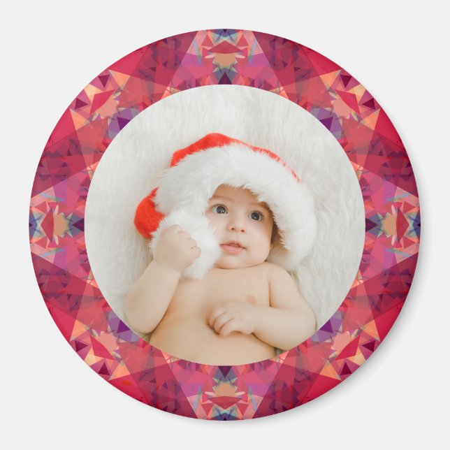 Custom Photo Merry Christmas Modern Colourful Magnet (Front)