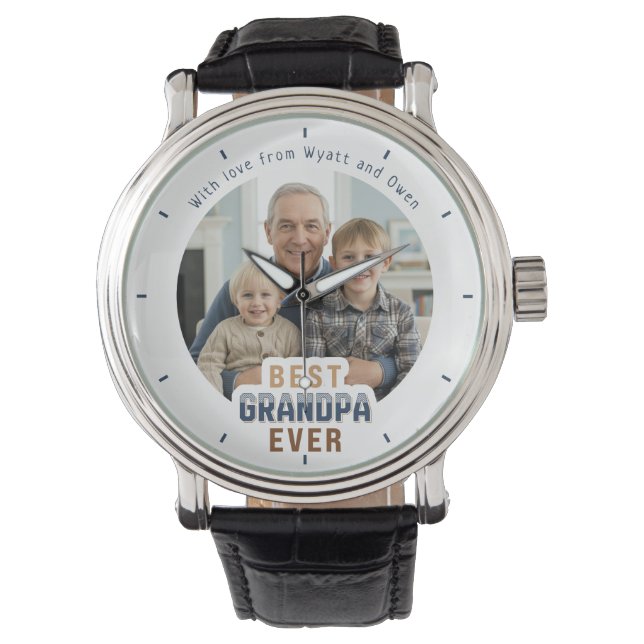 Custom Photo Message Best Grandpa Ever Watch (Front)
