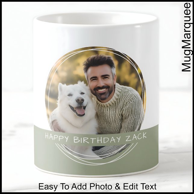 Custom Photo & Message White & Green C22 Memory Coffee Mug (Creator Uploaded)