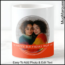 Custom Photo & Message White & Orange C101 Memory Coffee Mug