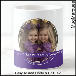 Custom Photo & Message White & Purple C125 Memory Coffee Mug