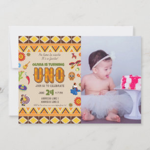 Custom photo Mexican theme girl first birthday Invitation