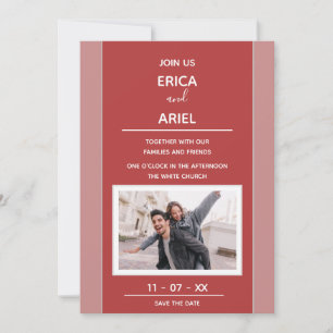 Custom Photo Minimalism Rose Burgundy Frame Invitation