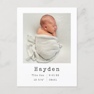 Custom Photo   Minimalist Baby Announcement Quote