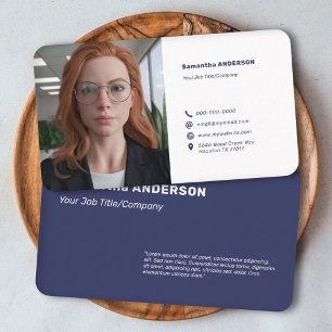 Custom Photo - Minimalist Blue Business Card