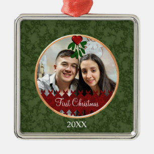 Custom Photo Mistletoe First Christmas Ornament
