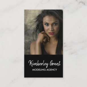 Custom photo modeling black business card