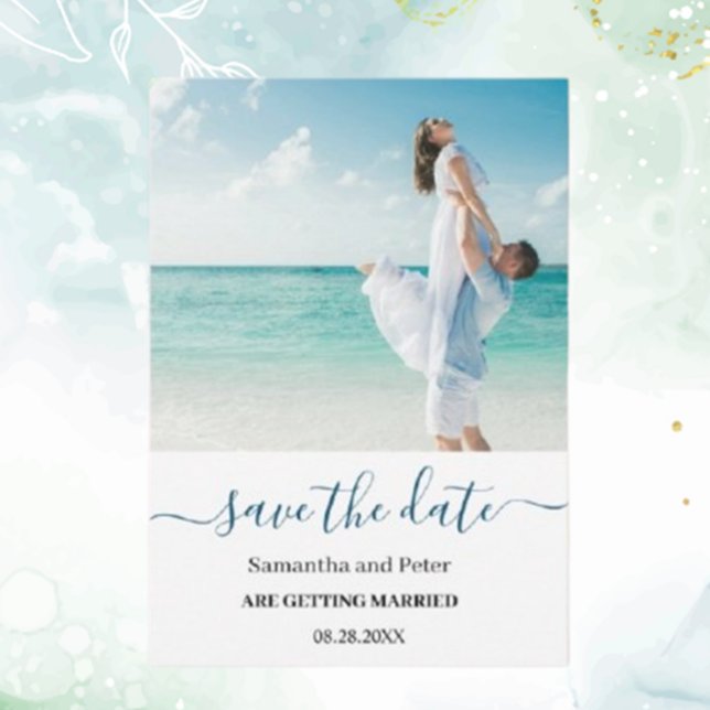 Custom Photo Moden Beach Save the Date (Announce your special day with a custom photo modern beach save the date card.  )