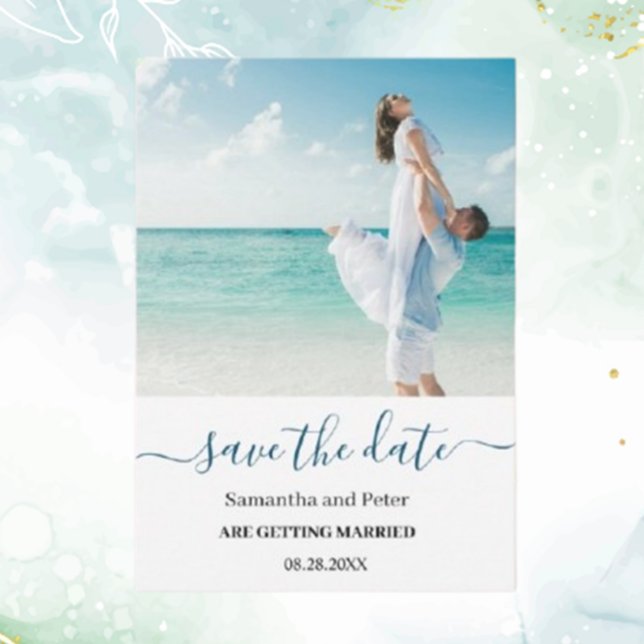 Custom Photo Moden Beach Save the Date Announcement (Create lasting memories with our custom photo modern beach save the date announcements.  )