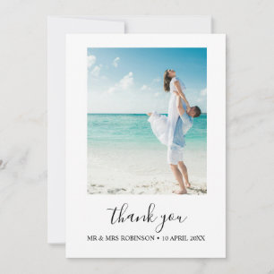 Custom Photo Modern Beach Wedding thank you  Invitation